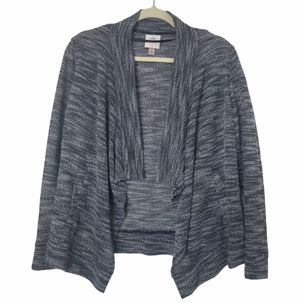 Knox Rose Black/Gray Knit Open Cardigan Sweater S
